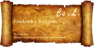 Csetneki Lilian névjegykártya